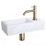 Vannitoa kraanikauss su mai&scaron;ytuvu, marmor, 37.5 cm x 18.5 cm x 9.5 cm, marmor/kuldne matt