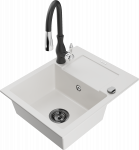 K&ouml;&ouml;givalamu koos kraaniga Mexen Enzo, vaik/graniit, 57.6 cm x 46.5 cm x 17.4 cm, valge