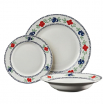 L&otilde;unaserviis Ambition Kalina, portselan, sinine v./valge v./punane v., 18 tk.