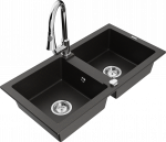 K&ouml;&ouml;givalamu koos kraaniga Mexen Mario, graniit, 82 cm x 43.6 cm x 16.1 cm, metallic black/gold+chrome