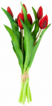 Kunstlilledest kimp, tulbid, punane/roheline, 32 cm