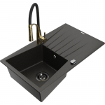 K&ouml;&ouml;givalamu koos kraaniga Mexen Cesar, graniit, 77.5 cm x 47 cm x 19 cm, metallic black/gold+black/gold v.