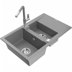 K&ouml;&ouml;givalamu koos kraaniga Mexen Gaspar, graniit, 73.7 cm x 47.5 cm x 17.7 cm, grey+grey/chrome v.