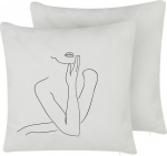 Dekoratiivne padi Beliani Meadowfoam, valge v., 45 cm x 45 cm, 2 tk