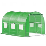 Akendega kaarjas kasvuhoone Springos GT0002, pol&uuml;et&uuml;leen, 3 x 2 m