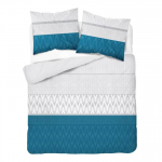 Voodipesukomplekt SJG-033, valge/hall/t&uuml;rkiissinine, 200 x 220 cm