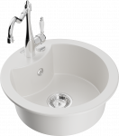 K&ouml;&ouml;givalamu koos kraaniga Mexen Diego White+Chrome, graniit, 48.8 cm x 48.8 cm x 16.7 cm, valge/kroom