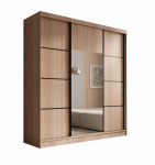 Riidekapp ADRK Keri, must v./sonoma tamm v., 200 cm x 61 cm x 215 cm, peegliga