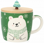 Kaanega kruus Homla Moldy 831787, valge/roheline, 0.3 l