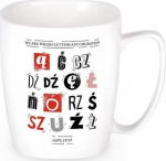 Tass Polish Letters, valge v./mitmev&auml;rviline, 0.360 l