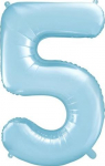Fooliumist &otilde;hupall number PartyDeco Nr. 5 (86cm), helesinine v.