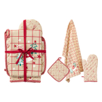 Ahju pajakinnaste ja potihoidjate komplekt XMAS A35842650, 32 cm x 21 cm, punane v./pruunikas v., 3 tk