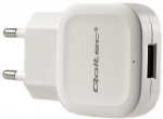 Telefoni laadija Qoltec, USB/AC, valge v., 12 W
