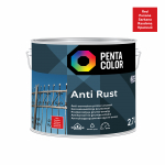 Emailv&auml;rv, korrosioonivastane metallkonstruktsioonidele Pentacolor Anti Rust, pooll&auml;ikiv, 2.7 l, punane v.