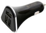 Auto laadija Platinet, Micro USB/3 x USB, 100 cm, must v.