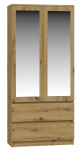 Riidekapp SS-90, tamm v., 50 cm x 90 cm x 180 cm, peegliga