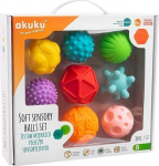 Arendav m&auml;ng Akuku Soft Sensory Balls, mitmev&auml;rviline, 8 tk