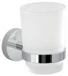 Vannitoa klaas ja hoidik Gedy Eros, valge v./kroom v., 6.8 cm x 9.6 cm x 10.7 cm