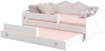 Lastevoodi koos v&auml;ljat&otilde;mmatava lisavoodiga ADRK Emka II, valge v./roosa v., 80 x 160 cm, ilma voodipesukastita, madratsiga