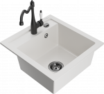 K&ouml;&ouml;givalamu koos kraaniga Mexen Vito, graniit, 49 cm x 52 cm x 24 cm, valge/must