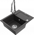 K&ouml;&ouml;givalamu koos kraaniga Mexen Enzo, vaik/graniit, 57.6 cm x 46.5 cm x 17.4 cm, valge/must