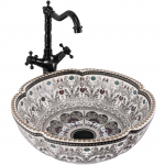 Vannitoa kraanikauss Rea Asanti, keraamiline, 42.5 cm x 42.5 cm x 12.5 cm, pruun v./valge v.