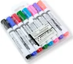 Valge tahvli marker Springos, 1 - 3 mm, mitmev&auml;rviline, 8 tk
