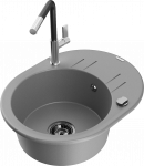 K&ouml;&ouml;givalamu koos kraaniga Mexen Kevin, graniit, 58.6 cm x 45.8 cm x 19 cm, grey+black/chrome