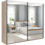 Riidekapp Tetrix, pruun v., 60 cm x 220 cm x 195.5 cm, peegliga