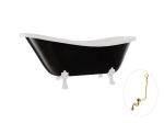 Vann, teisaldatav Besco Otylia B&W, 170 cm x 77 cm x 69.5 cm, ovaalne, kuldne/valge