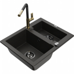 K&ouml;&ouml;givalamu koos kraaniga Mexen Carlos, graniit, 58.2 cm x 47.5 cm x 17.7 cm, metallic black/gold+black/gold v.