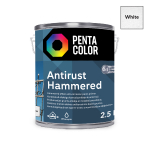 Emailv&auml;rv, universaalsed Pentacolor Anti Rust Hammered, l&auml;ikiv, 2.5 l, valge