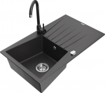 K&ouml;&ouml;givalamu koos kraaniga Mexen Cesar, graniit, 77 cm x 47 cm x 20 cm, must/kroom/grafiit