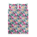 Voodipesukomplekt Okko FLOWER1, roosa v./hall v., 50 x 70 cm, 160 x 200 cm, 3 os.