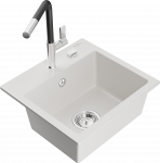 K&ouml;&ouml;givalamu koos kraaniga Mexen Milo Flora, graniit, 43.5 cm x 41 cm x 17.1 cm, valge/h&otilde;be/must