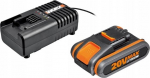 Aku ja laadija komplekt Worx WA3601, 20 V, li-ion, 2000 mAh