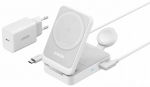Juhtmevaba laadija Anker MagGo 3-in-1, 1 x USB Type C, 8.9 cm, valge v., 15 W