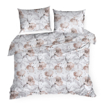 Voodipesukomplekt PTF-129, valge v./virsik v./hall v., 70 x 80 cm, 200 x 220 cm