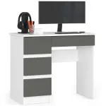 Kirjutuslaud sahtlitega Akord A-7 Left, 90 cm x 50 cm, 77 cm, valge v./hall v.