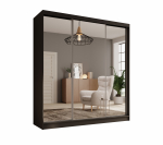 Riidekapp ADRK Tola, must v., 200 cm x 61 cm x 215 cm, peegliga