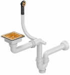 Sifoon valamu jaoks koos &auml;ravooluga Quadron, kuldne v./valge v.