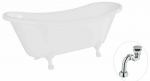 Vann, teisaldatav Besco Amelia, 190 cm x 77 cm x 69 cm, ovaalne, valge/kroom