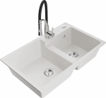 K&ouml;&ouml;givalamu koos kraaniga Mexen Tomas, graniit, 80 cm x 50 cm x 19 cm, valge/must/kroom