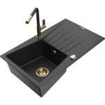 K&ouml;&ouml;givalamu koos kraaniga Mexen Cesar, graniit, 77.5 cm x 47 cm x 19 cm, metallic black/silver+black/gold v.