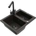 K&ouml;&ouml;givalamu koos kraaniga Mexen Carlos, graniit, 58.2 cm x 47.5 cm x 17.7 cm, metallic black/gold+black