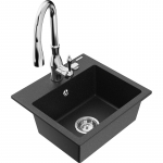 K&ouml;&ouml;givalamu koos kraaniga Mexen Milo, graniit, 43.5 cm x 41 cm x 17.1 cm, metallic black/silver+chrome