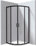 Du&scaron;ikabiin Deante Funkia Evo KYPPN099P, pool&uuml;mar, aluseta, 90 cm x 90 cm x 195 cm, must v./l&auml;bipaistev