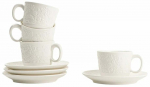 Tassid alustassiga Homla Beno 244171, 0.15 l, portselan, valge v., 4 tk.