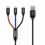 Adapter Baseus CAMLT-BSY01, USB Type C/Micro USB/Apple Lightning, 120 cm, must v.
