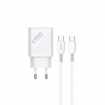 Telefoni laadija Savio Quick Charge Power Delivery LA-05, Europlug/USB A/USB-C, 100 cm, valge v., 18 W